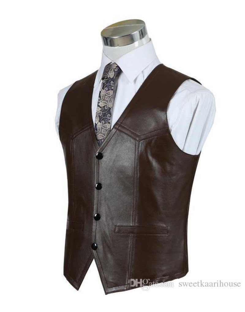 Leather 2025 waistcoat mens